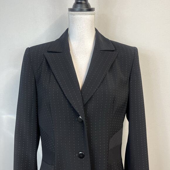 Liz Claiborne Suits Jacket Blazer sz 10 Black Blue Pinstripe Career Professional - Picture 3 of 9